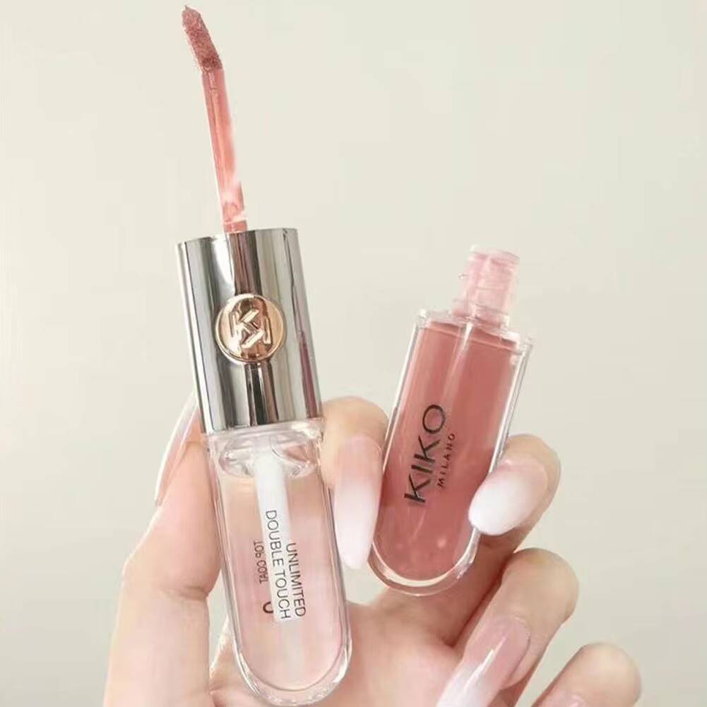 Double Headed Lipstick Mirror Face Gloss Non-Fading Lipsticks Milk Tea Bean Paste Transparent Sexy Plump Lip Makeup happy