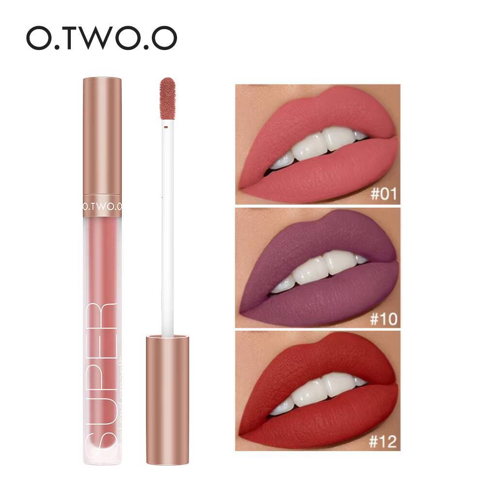 Wholesale O.TWO.O Lipstick Gloss Makeup Waterproof Velvet 12 Colors Liquid Stick Matte Long Lasting Sexy Red Lip Tint happy