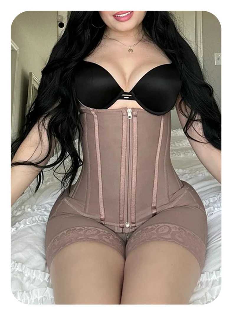 AfruliA XXS Pink Full Body Shaper High Compression Corset Bodysuits Shapewear Slimming Waist Fajas Colombian Girdle Belt XJ250614
