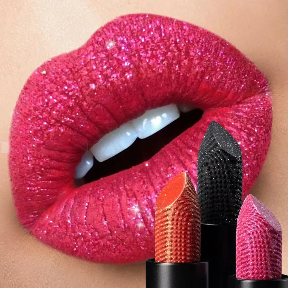 12-Colors Shimmer Lipstick Long-Lasting Waterproof For Halloween Cosmetic Sparkly Pearl Glossy Smooth Non- Lip Radiant 250614