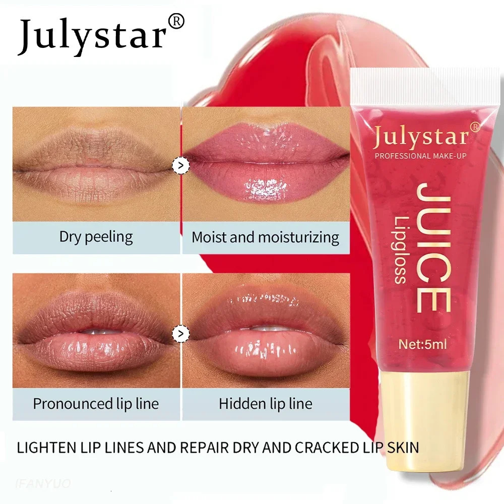 Nude Brown Plumping Lip Gloss Moisturising Fruit Lip Oil Transparent Fullness Lips Tint Soft Tube Makeup Applicator Beauty Care 250614