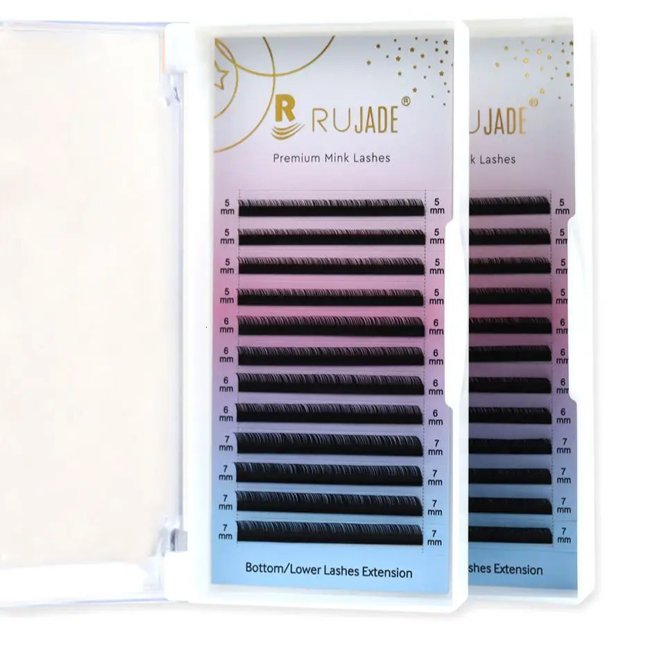 RUJADE Bottom Lower Lashes 5mm 6mm 7mm 8mm Short Sizes Under Eyelashes Lower Lashes Natural False Individual Eyelash Extension 250614