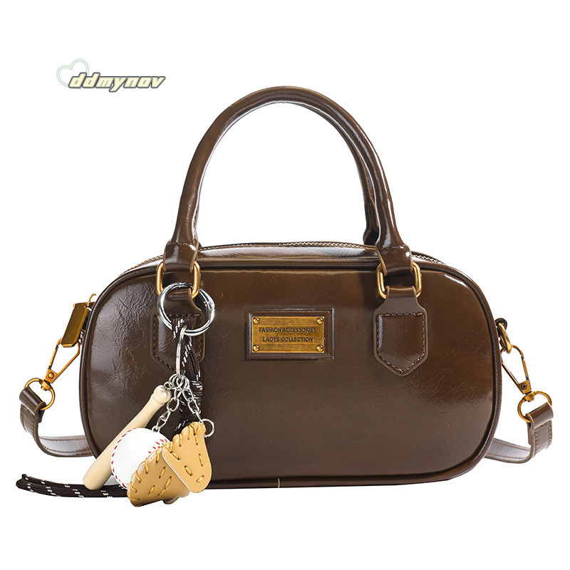 Bowling for Women Korean Style Versatile Handbag Autumn Large Capacity Fashionable Women's Commuter Shoulder Crossbody Bag ddmynov