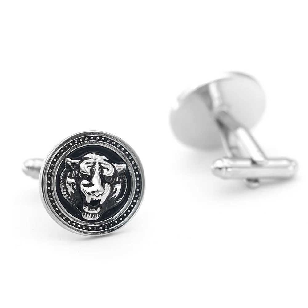 Mens Tiger Cufflinks Vintage Black Color Classic Animal Design Quality Copper Cufflinks Wholesale Retail XJ250614