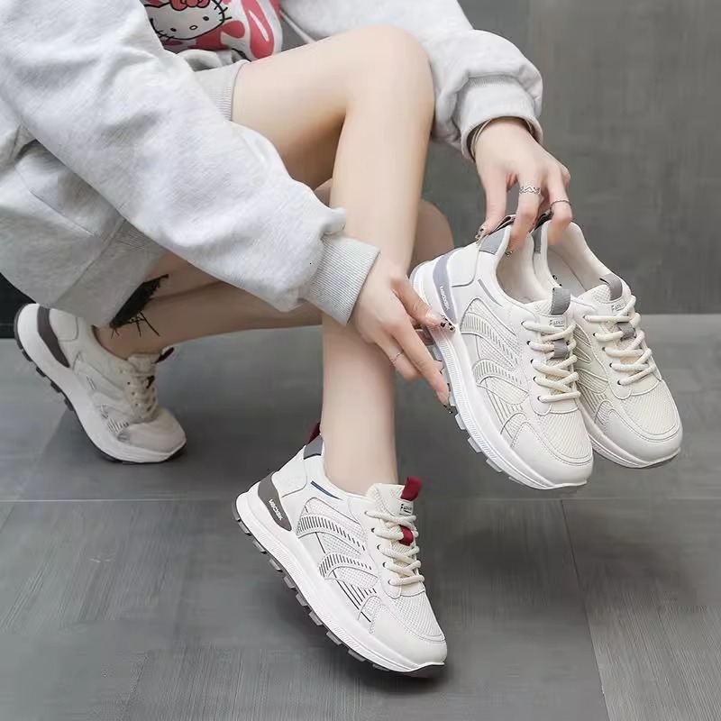 Ddmysports Spring Women S New Casual Versatile White Sneakers Breathable Mesh Lightweight Soft Sole Shock Absorption Running Shoes Outdoor Shoes