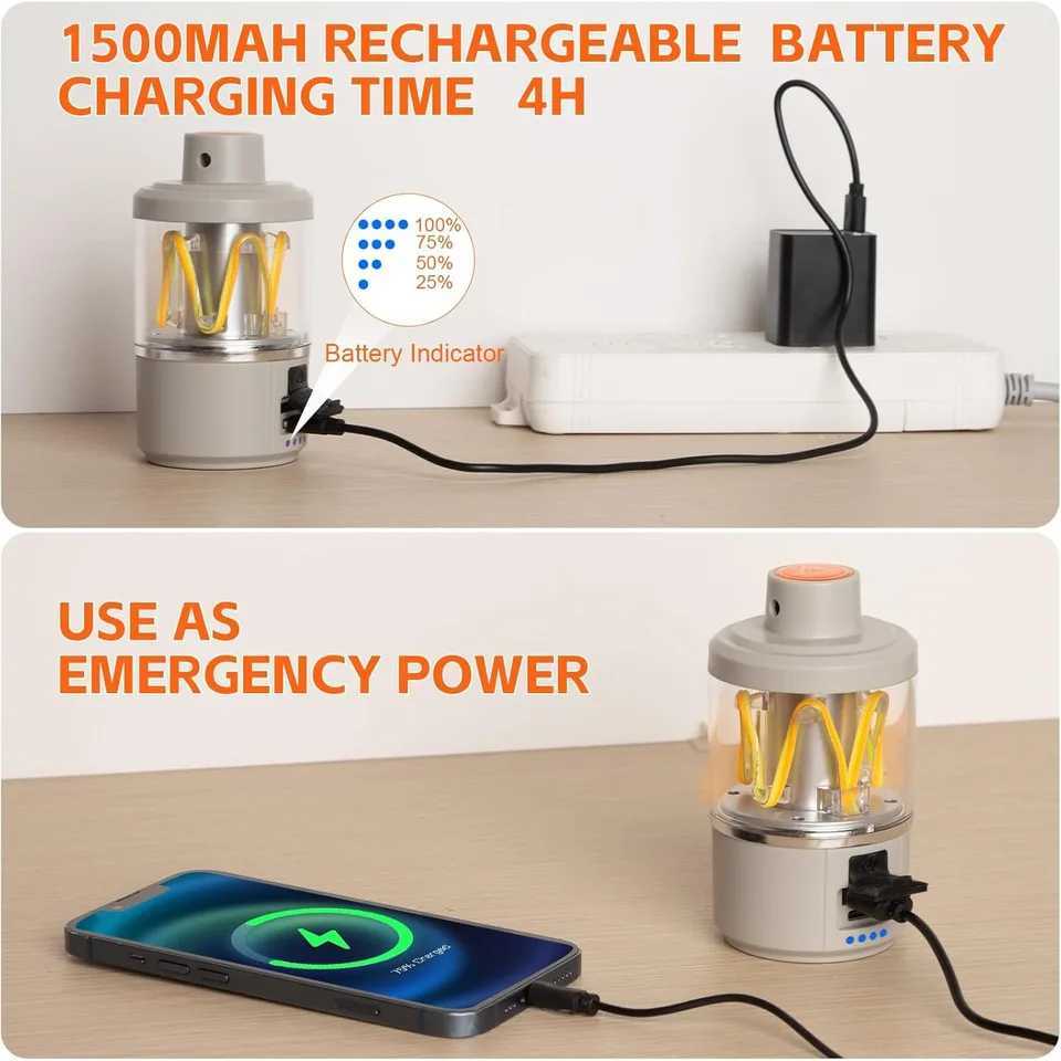 LED Camping Lantern Rechargeable Cob Camping Lanterns Outdoor Flashlight 3 Colors Portable Battery Emergency Light Suitable W250613