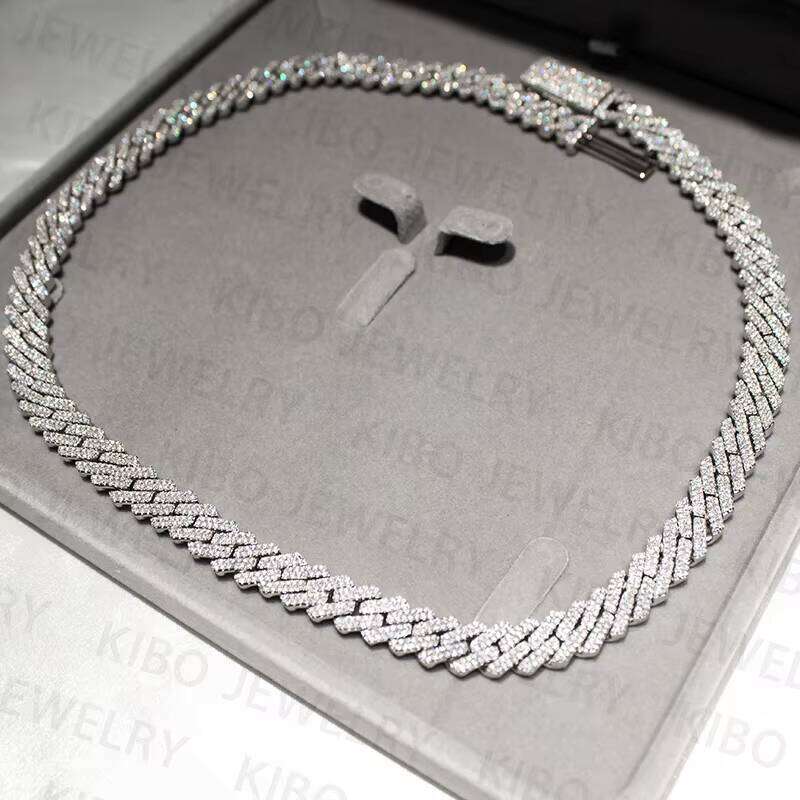 Fashion Coutom Men Ice Miami 8Mm Real S Sterling Sier Cz Vvs Moissanite Dog Cuban Link Necklace Chains