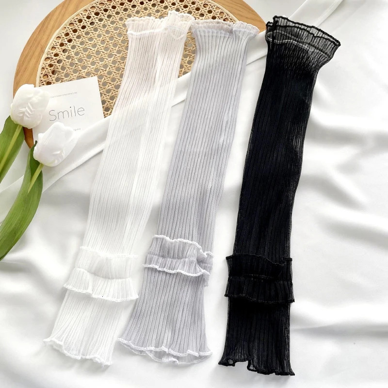 1 Pair Summer Ice Silk Long Sleeves Anti-Sunburn Arm Cover Women Cuff Cool Hand Sleeves Anti-UV Cycling Arm Sleeve Fingerless 250610