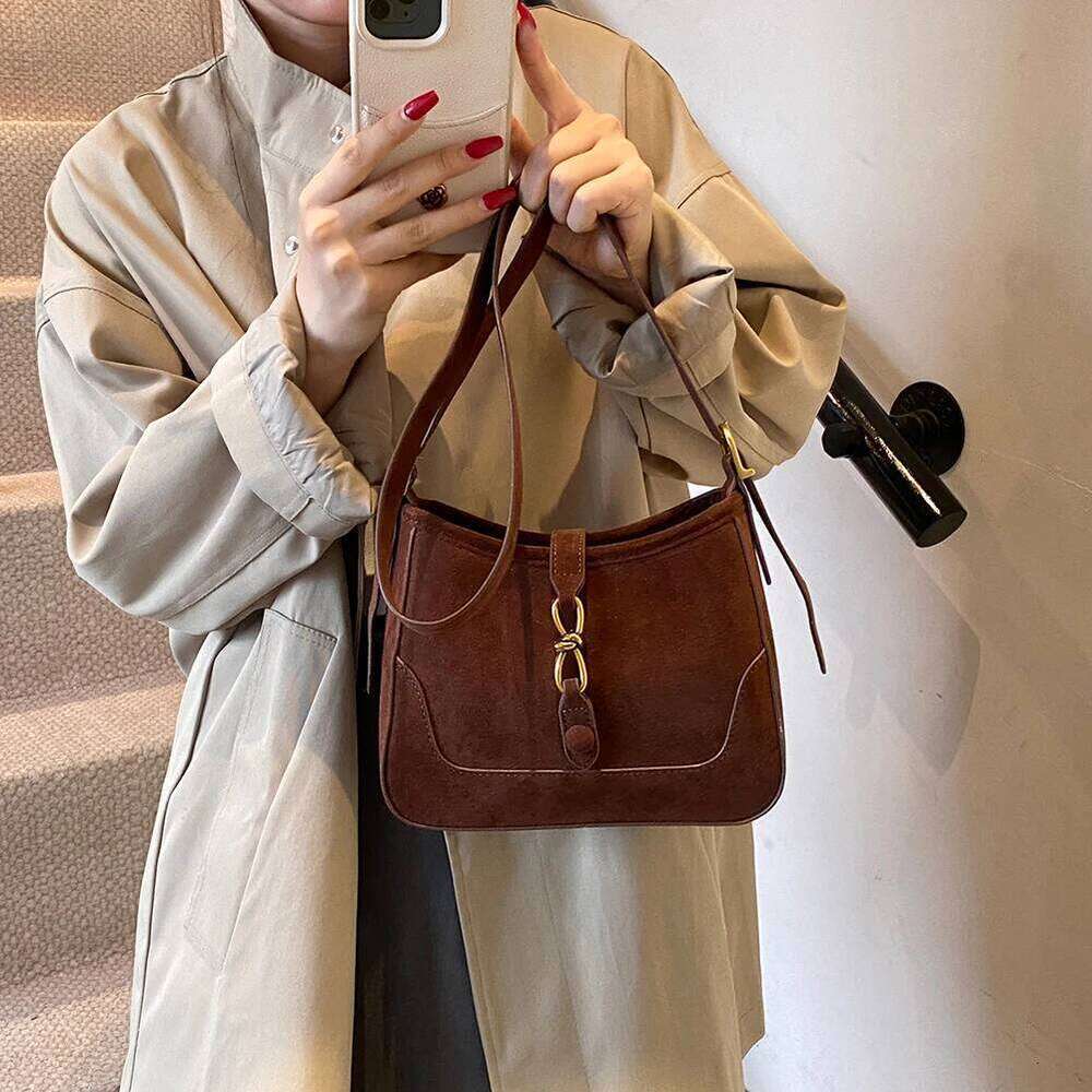 Faux Suede Shoulder Retro Handbag Purse Fall Winter Vintage Women's Bag Stylish Small Crossbody Messenger Bags New