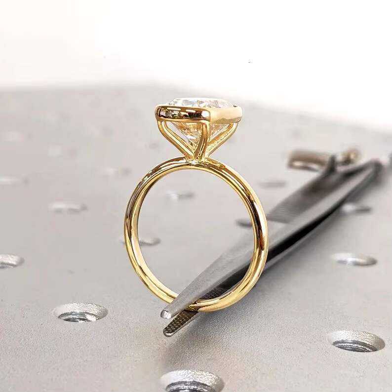 FOXI 3ct Elongated Cushion Cut Moissanite Ring Solid 925 Silver Engagement Ring Bezel Setting Statement Ring Bridal Jewelry