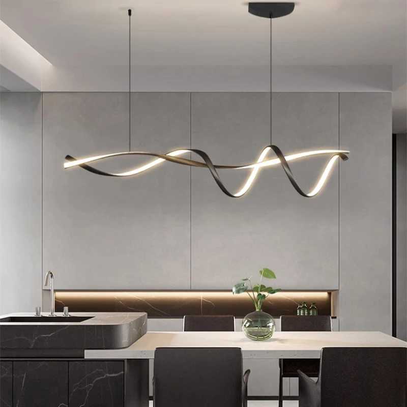 NEO Gleam Matte Black Modern LED Pendant Lights For Dining Room Kitchen Island Bar Room Indoor Hanging Pendant Lamp Fixtures XJ2500613