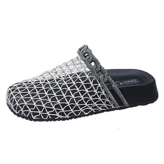 Ddmyoutdoor Design Sense Niche Closed Toe For Women New Summer Mesh Hollow Fashionable Rhinestone Slip On Sandals Outdoor Shoes