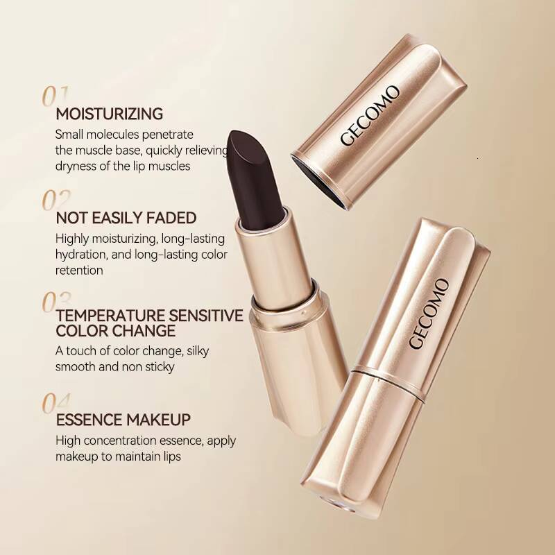 GECOMO Black Magic Lipstick - Moisturizing Gloss, Long-Lasting, Temp-Sensitive Color Change, Lip Hydration,Korean makeup happy