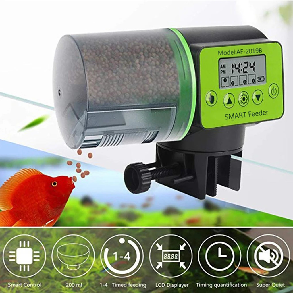 Cool Automatic Fish Feeder Digital Fish Tank Aquarium Electrical Plastic Timer Feeder Food Feeding Dispenser Tool Fish Feeder 250613