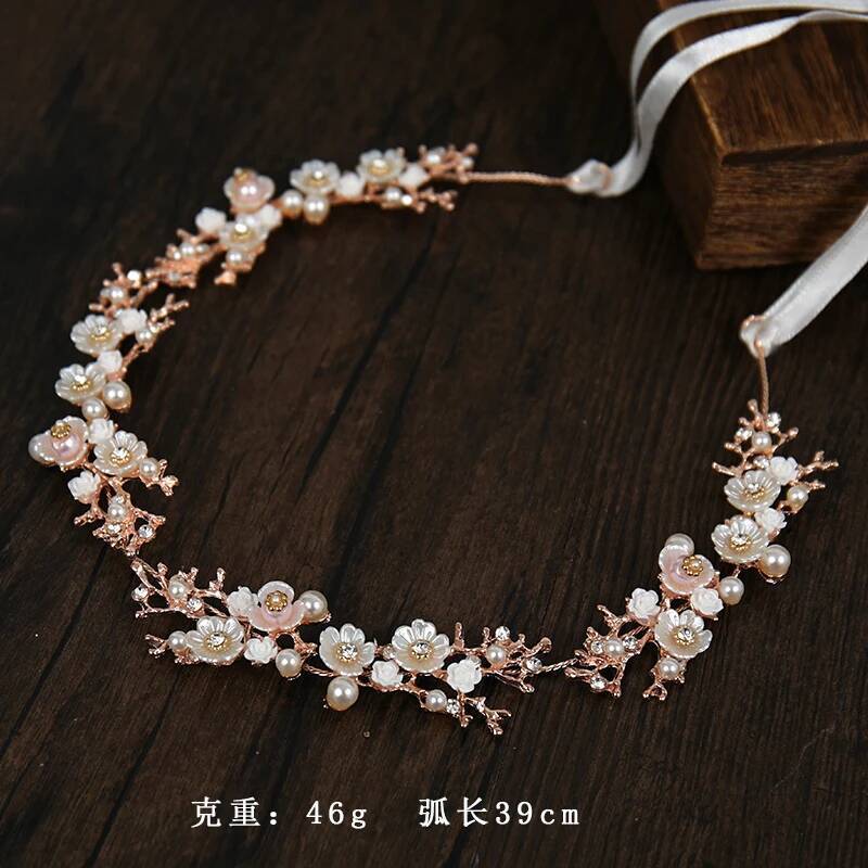 Wedding Handmade Shell Flower Crystal Immitate Pearl Headband Brides Tiara Headdress Tocado Novia Bride Hair Accessories
