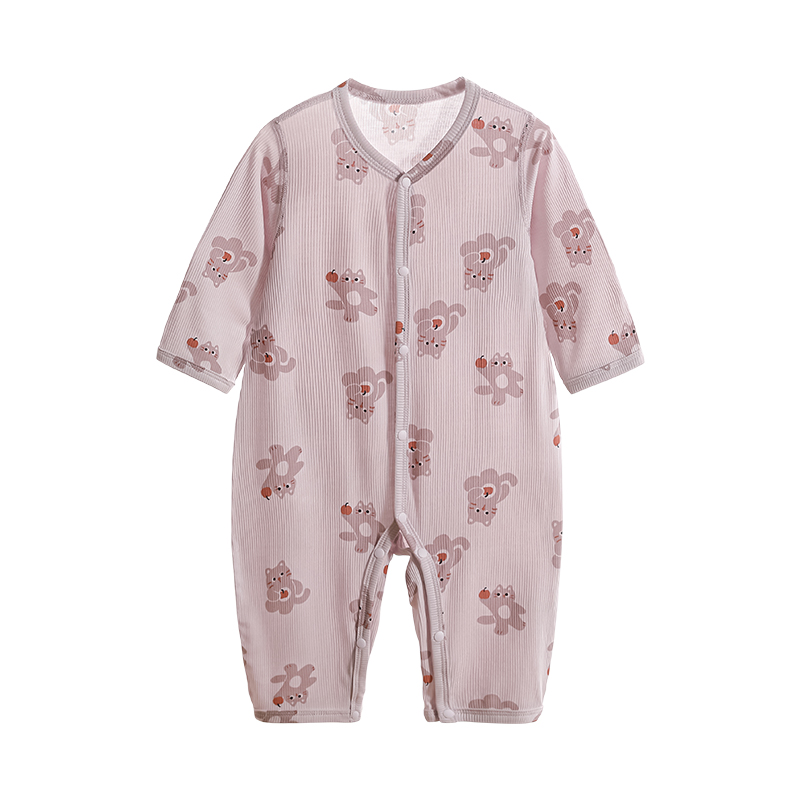 Modal baby jumpsuit summer thin men and women baby clothes home cool spring and summer air-conditioned clothes long-sleeved pajamas