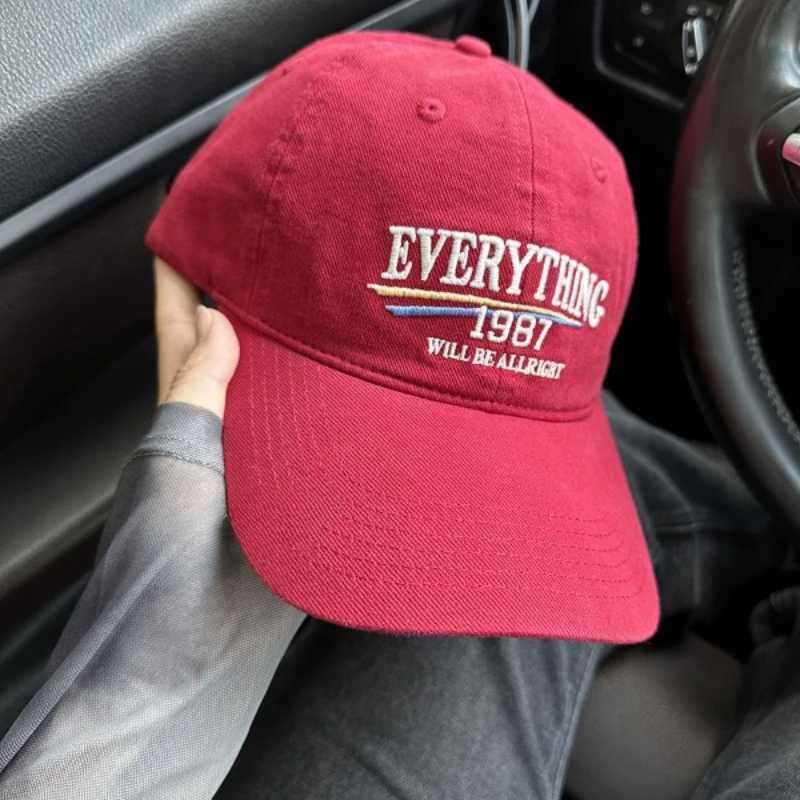 American Retro Washed Cotton Embroidered Letter Baseball Hat for Men and Women with Wide Brims and Small Peaked Caps W250614