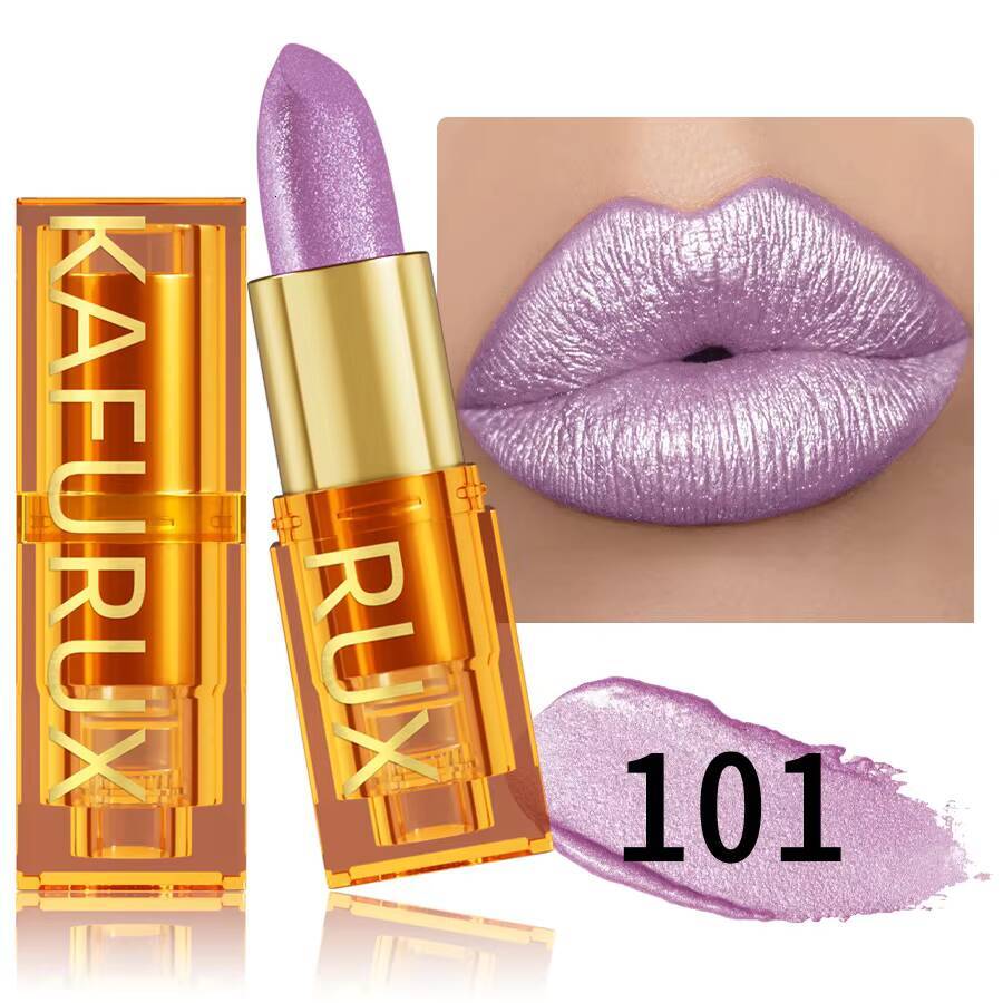 16 colors Bold& Intense Glitter Shiny Metallic Lipstick Pearlescent Tint, Long lasting Lip Makeup Gifts for Women Cosmetics happy