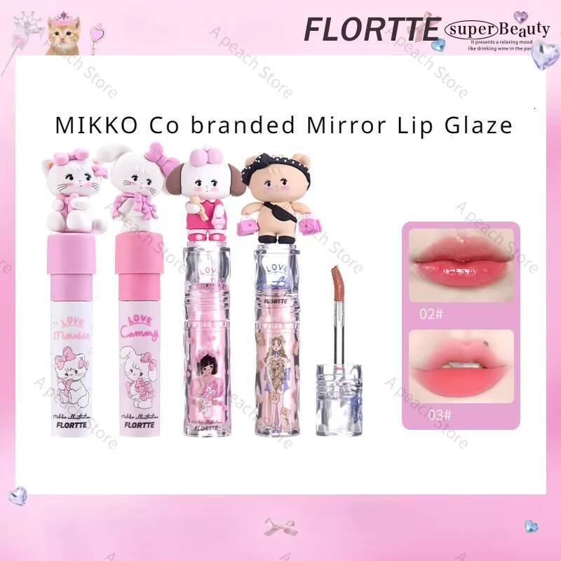 FLORTTE/MIKKO Co Branded Lipstick Milk Cake Cream Soft Mud Lip Glaze Tint Matte Velvet Lipsticks Beauty Korean Cosmetics happy