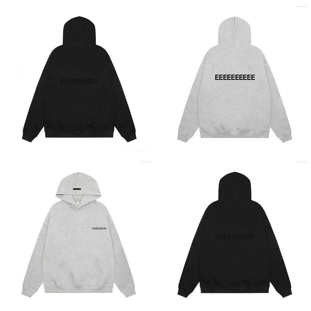 Men's Hoodies Oversized Two Rows Flocked Letter For Men Brand Design Women's High Street Loose Hoodie Set 78A essentialsaly hoodie fear of godhoodie
