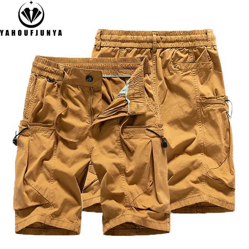 Men Summer Solid Straight Outdoor Leisure Soft Cargo Shorts Men Many Pocket Loose Elastic Fashion Style Short Male Brand Pants W250614