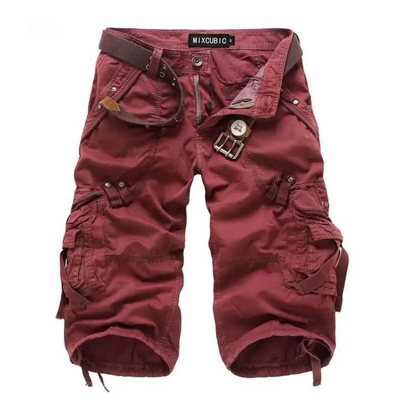 Calf-length Solid Color Multi-pocket Men Shorts for Men Mens Clothing Shorts for Men Summer Cargo Shorts W250614