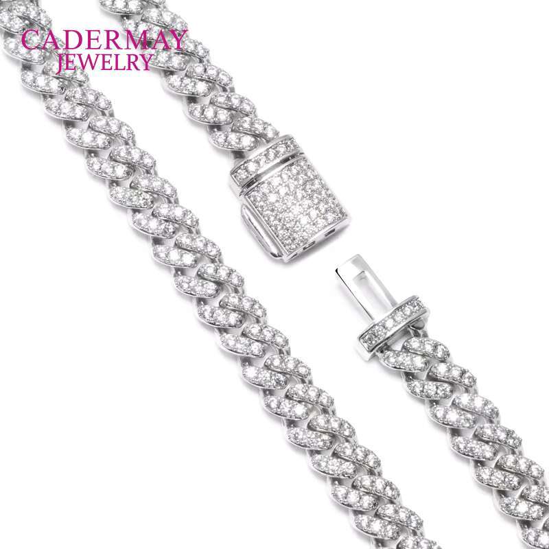 Custom Moissanite Hip Hop Jewelry 925 Silver D VVS 6mm Width One Row Moissanite Cuban Link Chain Rapper Style Wholesale Price