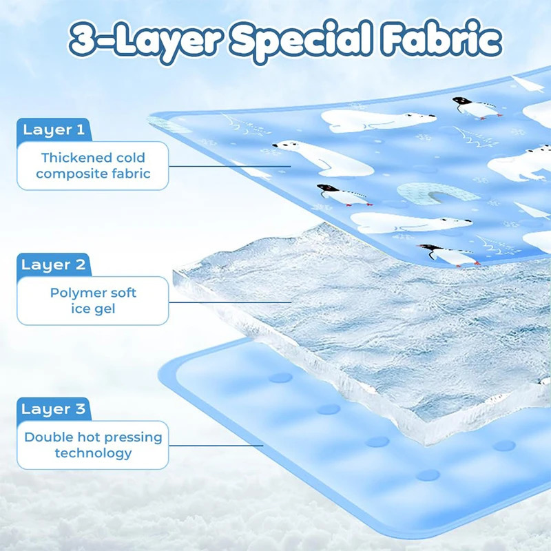 2025 Cat Cooling Mat Washable Portable Pet Cool Pad Summer Ice Cool Comfort Water Sensor Mats Suitable For All Of Pet 250614
