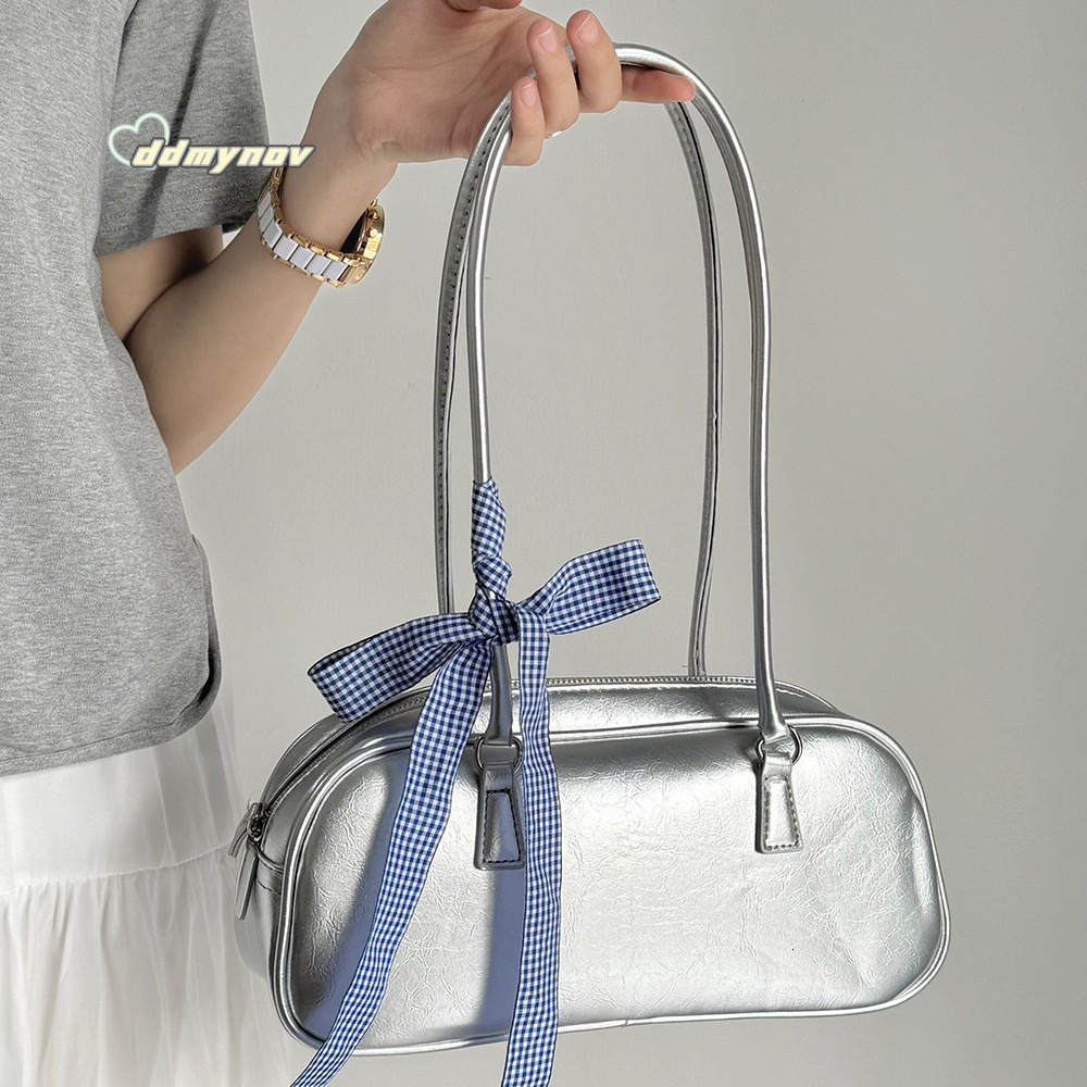 2025 New Handbag Korean Style Niche Shoulder Underarm Trendy Fashion Large Capacity Silver Pillow Bag ddmynov