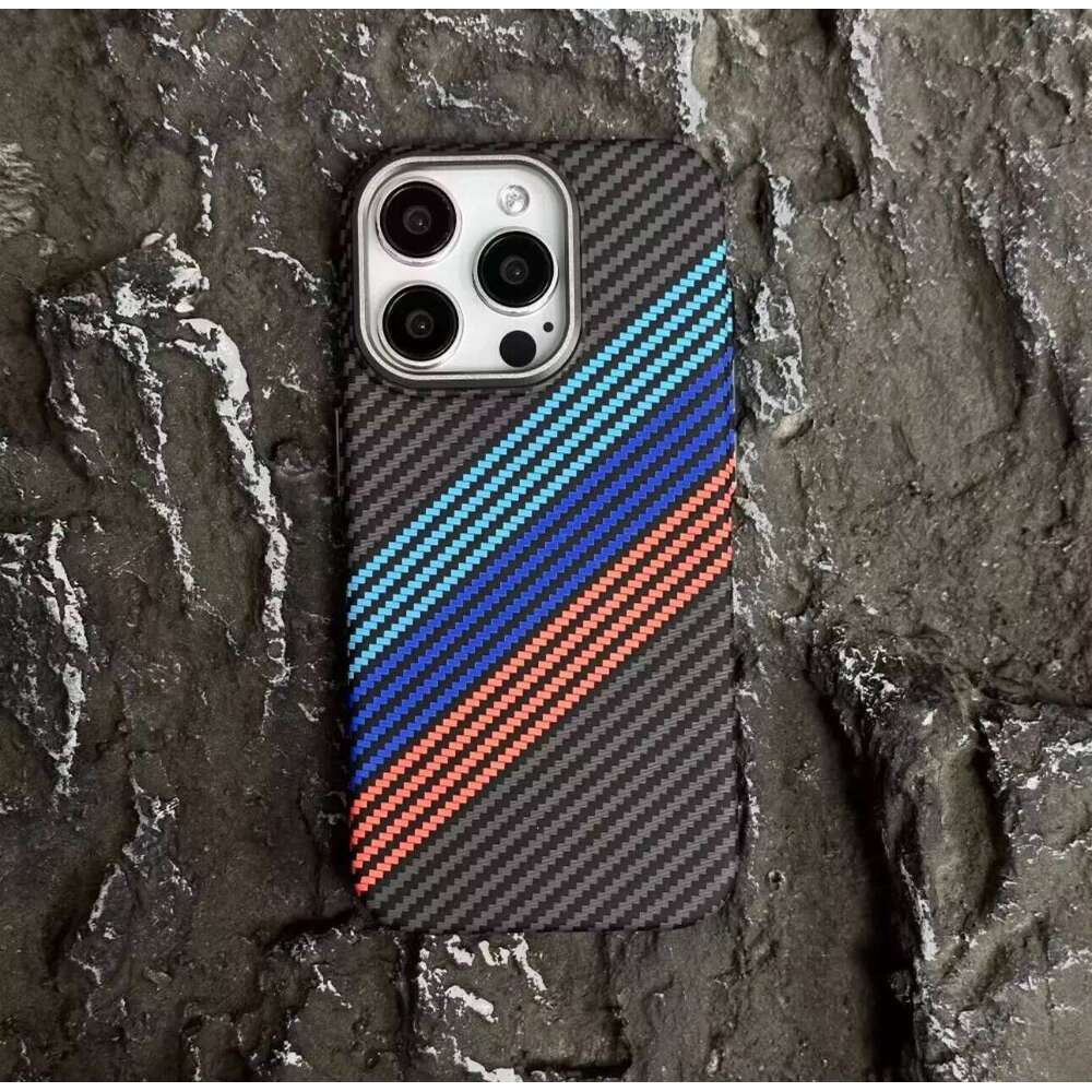 Magnetic Phone Case Aramid Fiber Pattern, Suitable for Apple 16 15 14 13 12 Pro Max with Lens Protection - PC Shell