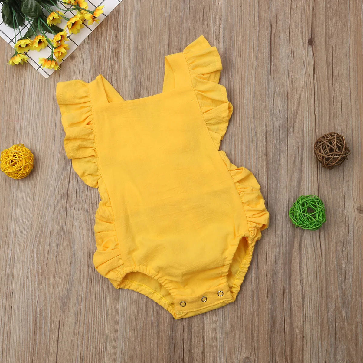 Citgeett Summer born Baby Girl Bodysuit Ruffle Sleeveless Cute Solid Jumpsuit 4 Colors rUFFLE solid Fashion Outfits Sunsuit 250614