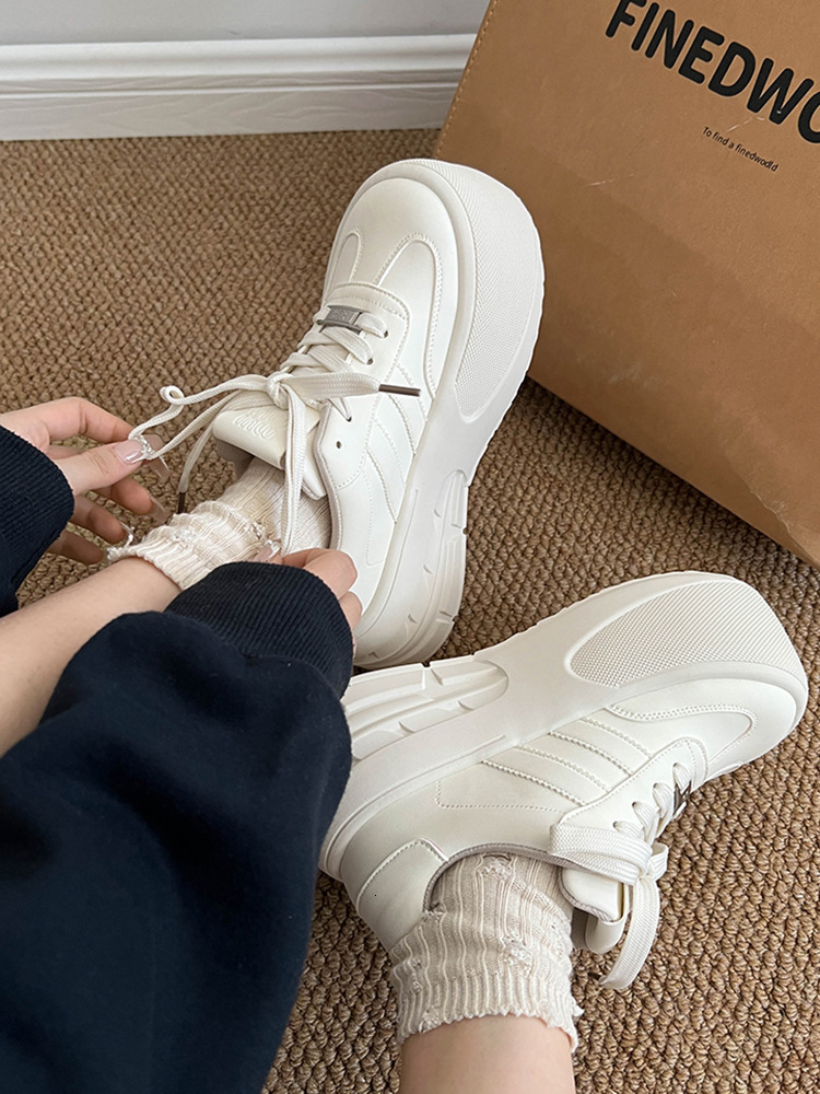 Ddmysports Women S Soft Comfortable New Spring Super Popular Thick Sole Platform Shoes Height Increasing Casual White Sneakers For Outdoor Shoes
