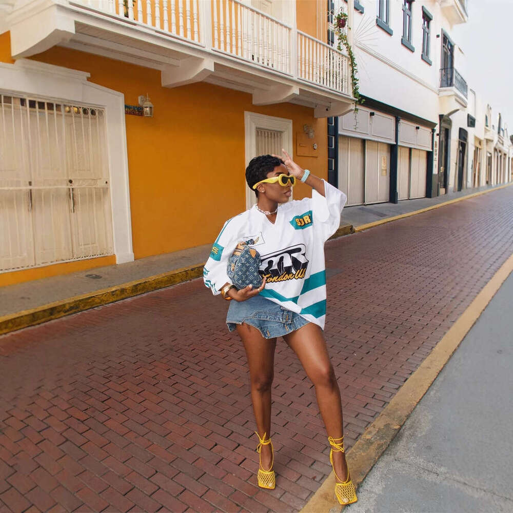 Summer New Women's Fashion Trend Street Style Printed Loose T-Shirt Top Short Sleeve B5