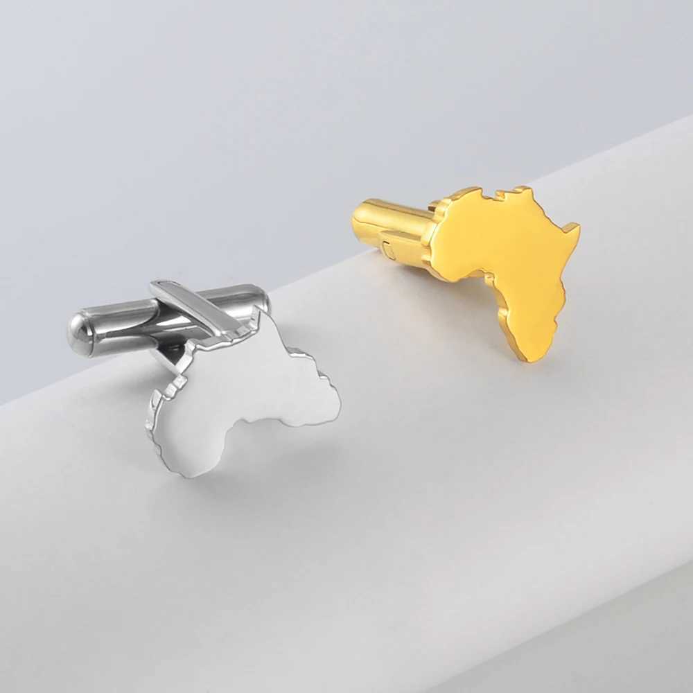 Anniyo (2Pieces) Cufflinks Men Women Cuffs Jewelry Africa Map Ancient Egyptian Symbol Akofena Dwennimmen Duafe Gye Nyame # 324501 XJ250614