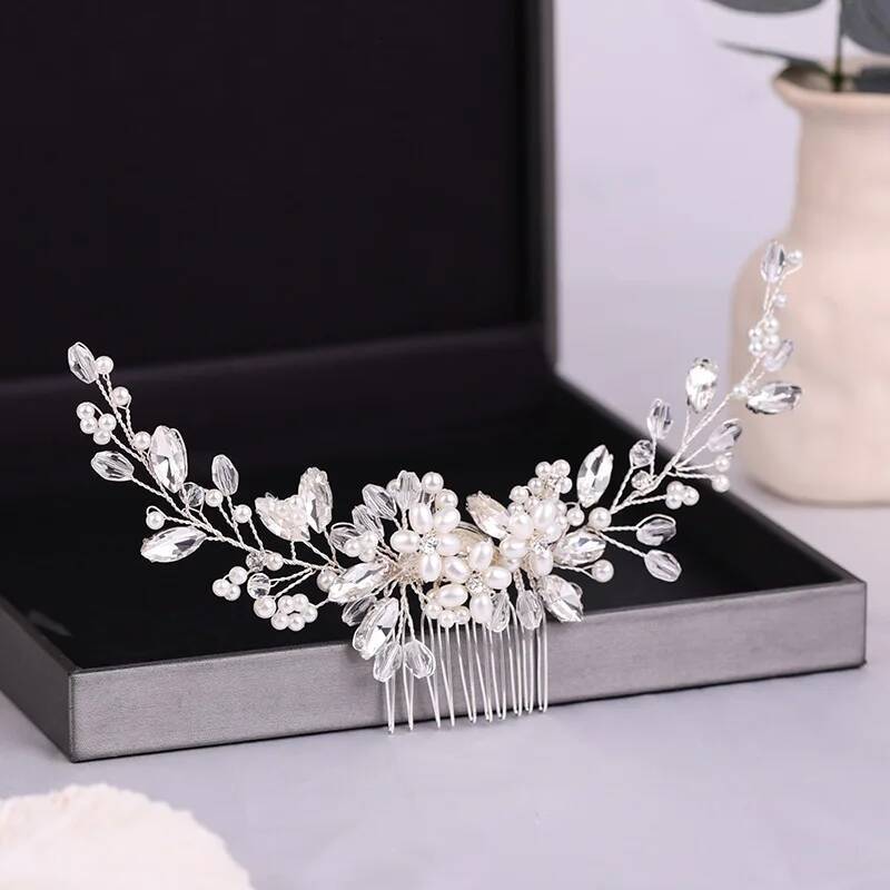 Crystal Rhinestone Flower Pearl Comb Headband Tiara Hairpin Party Wedding Bridal Hair Accessories Jewelry