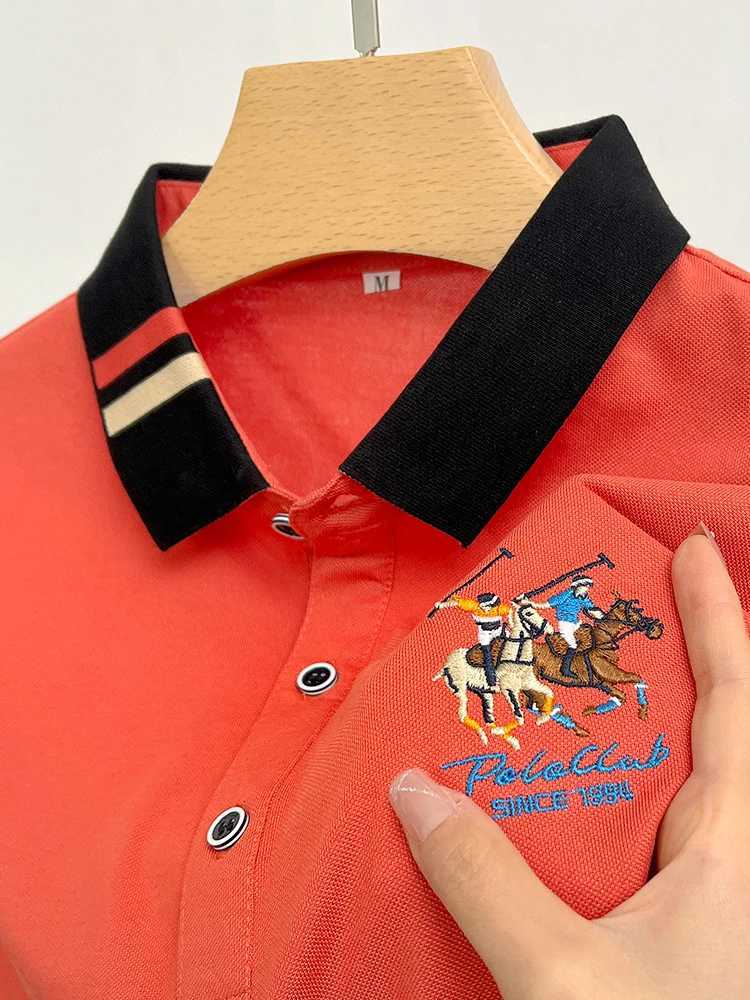 2024 Mens Cotton New Summer Exquisite Embroidered Short sleeved Polo Shirt Business Leisure Breathable T-Shirt Top Mens Wear Z250613