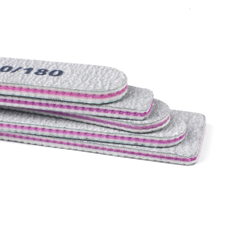 50Pcs/Lot Grey Sandpaper Nail File 100/180 Double Sided Buffer Block Polisher Pedicure Manicure Nail Art Files Nails Accesorios 250605