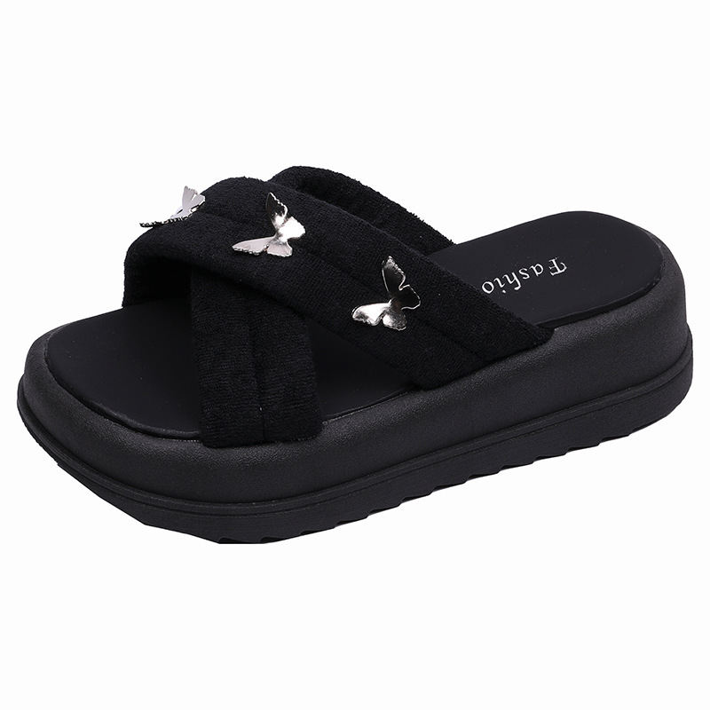 Ddmyoutdoor High End Thick Soled Slippers For Women Fashionable Outdoor Wear New Summer Butterfly One Strap Stylish Versatile Sandals Outdoor Shoes