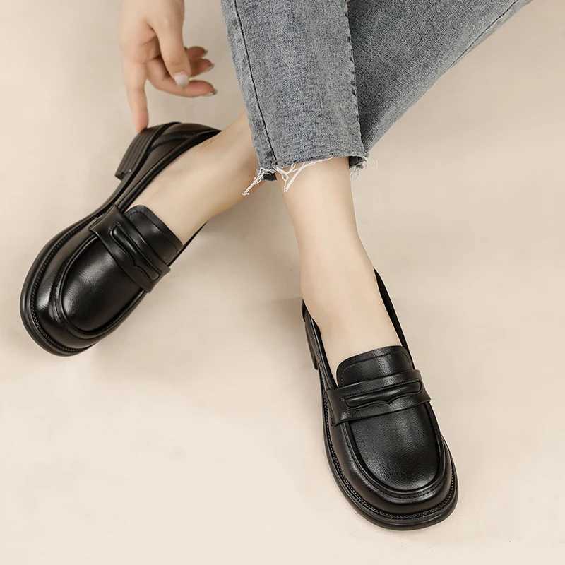 Womens Casual Loafers Slip Leather Shoes Lightweight Walking Shoes Classic Penny Loafer Flats Boat Shoes XJ250614