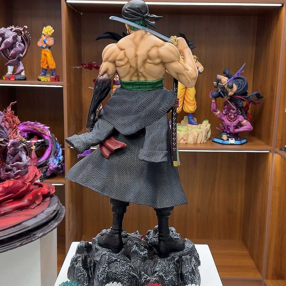50cm One Piece Anime Carrying Knife Roronoa Zoro 5 Interchangeable Heads Collectible Statue Model Figure Ornament Adult Gifts XJ250614