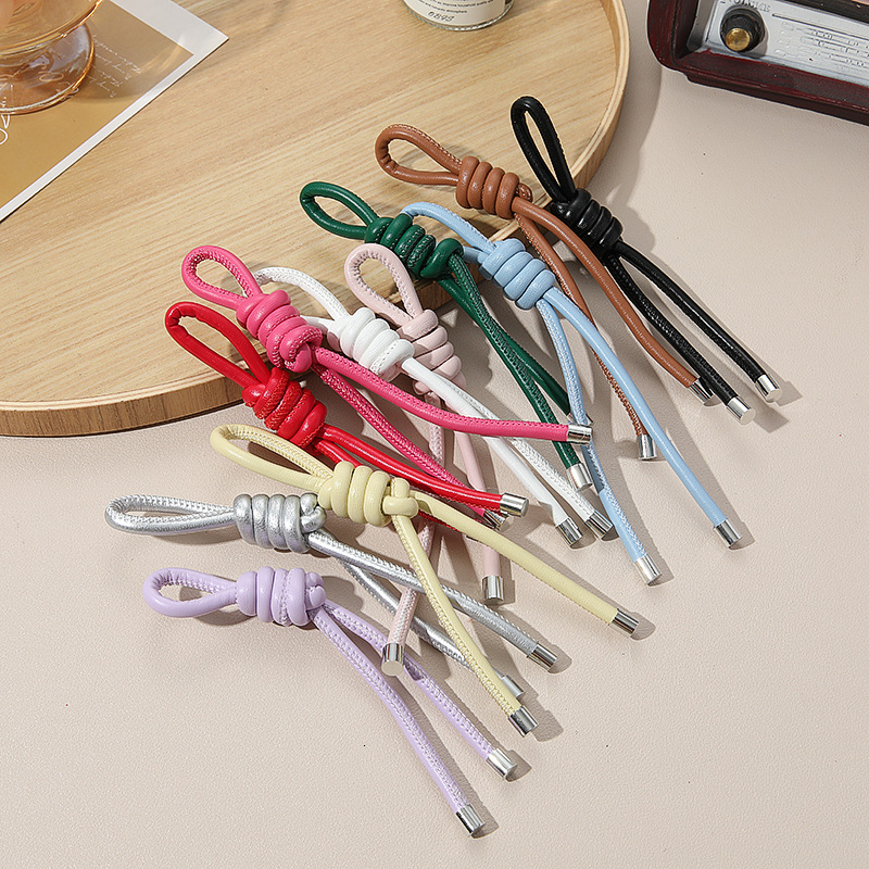 Bag Charm Hand-woven Rope Pendant Genuine Leather Braided Versatile Keychain Bag Ornaments Gift for Men and Women 250214