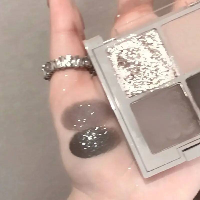 4 Colors Punk y Eyeshadow Palette Matte Glitter Siery Metallic Shadow Makeup Cool Toned Dark Earth Brown Eye Pigment
