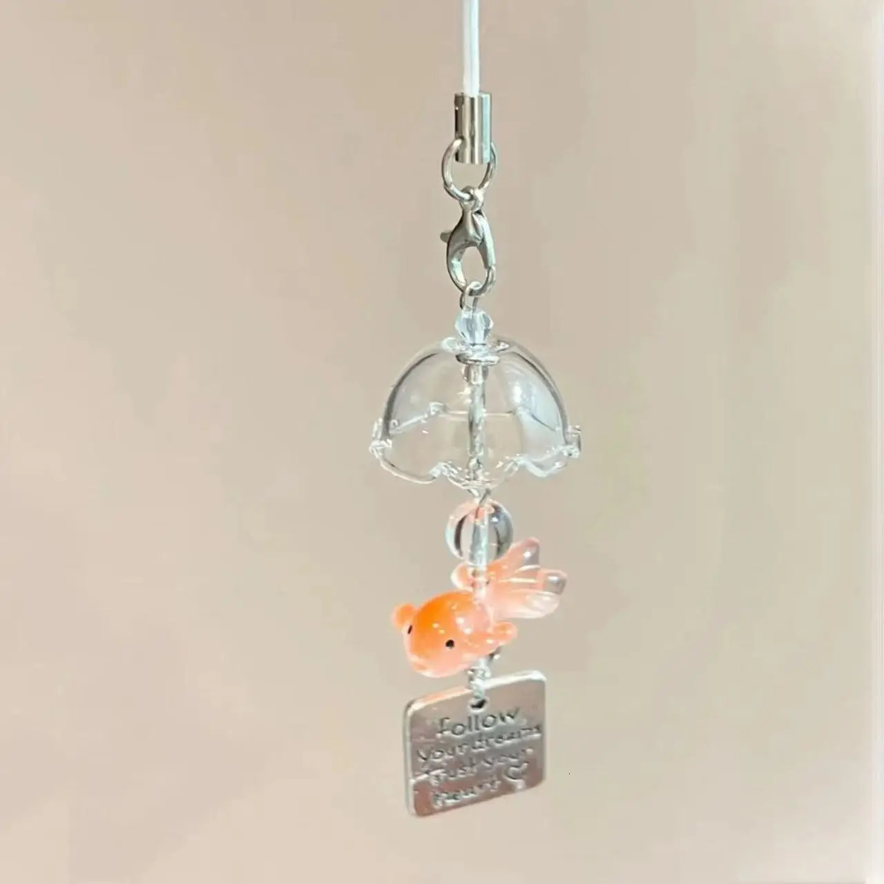 1Pc Transparent Goldfish Mobile Phone Strap Lanyard Charms Fish Wind Chimes Pendant Decorative Keychain For Bag Accessories 250610