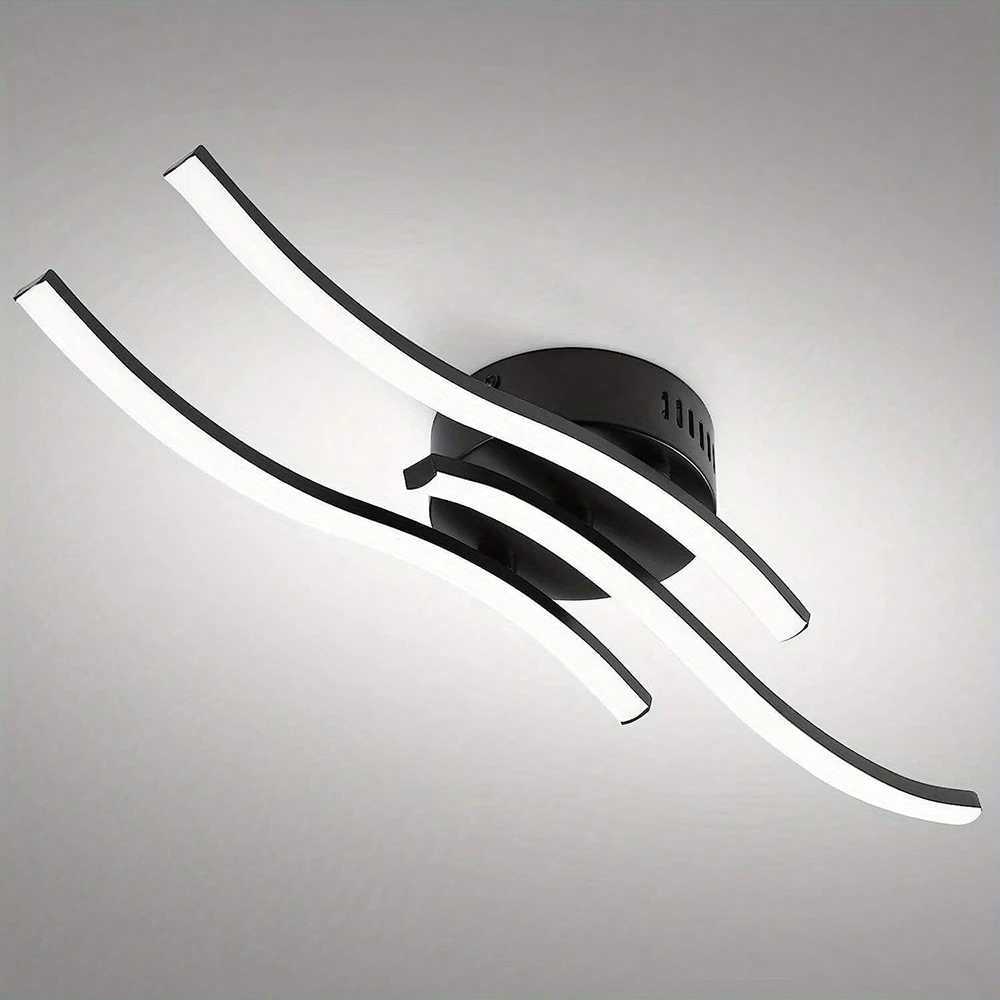 Nordic LED Ceiling Light Black Wavy Line Decoration Fixtures For Living Room Kitchen Bedroom Hallway Indoor Lighting FixtureXJ2500613
