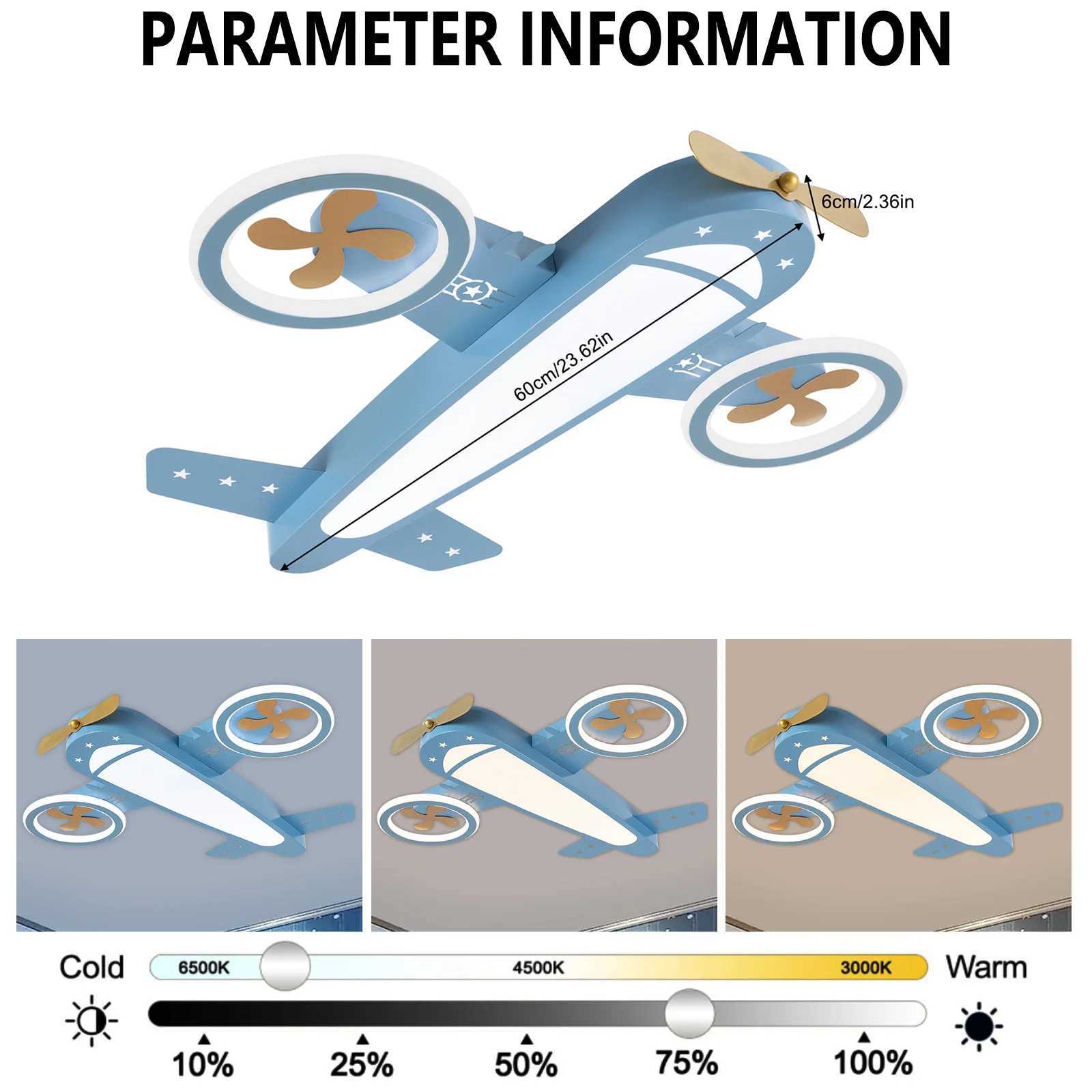 Airplane Ceiling Light LED Remote Control Adjustable Warm Cool Light Memory Function for Kids Room and Playroom XJ2500613