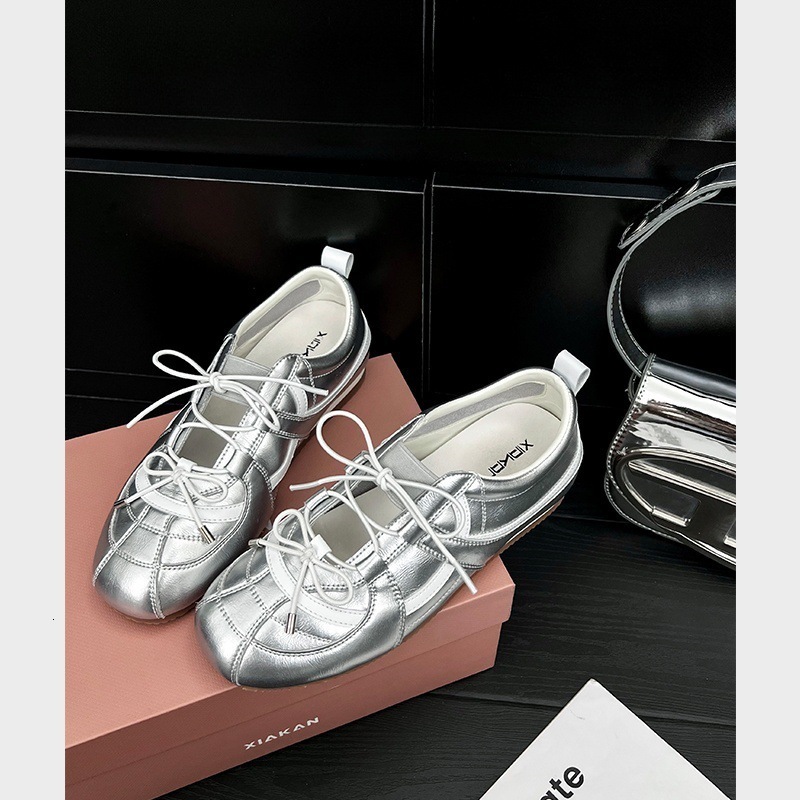 Ddmysheep Ddmysheep Yueyu Silver Mary Jane Lazy Single New Style Hidden Cm Height Increase Ballet Training Shoes For Women