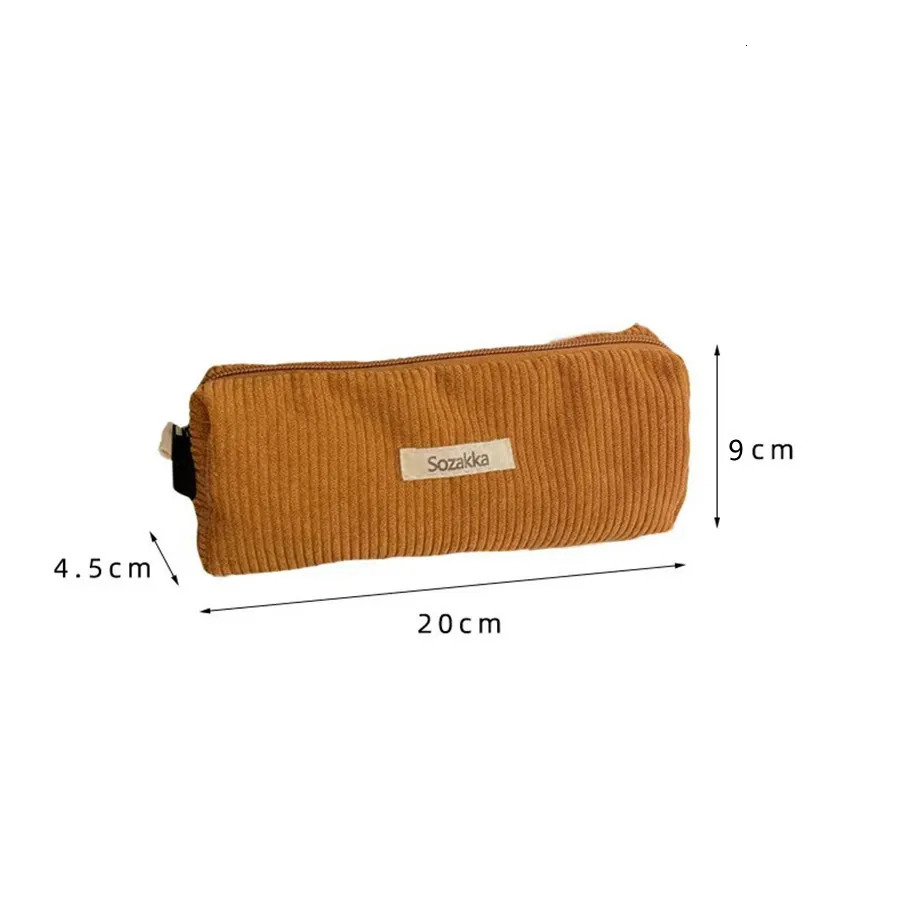 Retro Corduroy Pencil Case Travel Cosmetic Lipstick Stationery Storage Bag Women Makeup Handbags Organizer Pouch Pencilcase Bags 250614