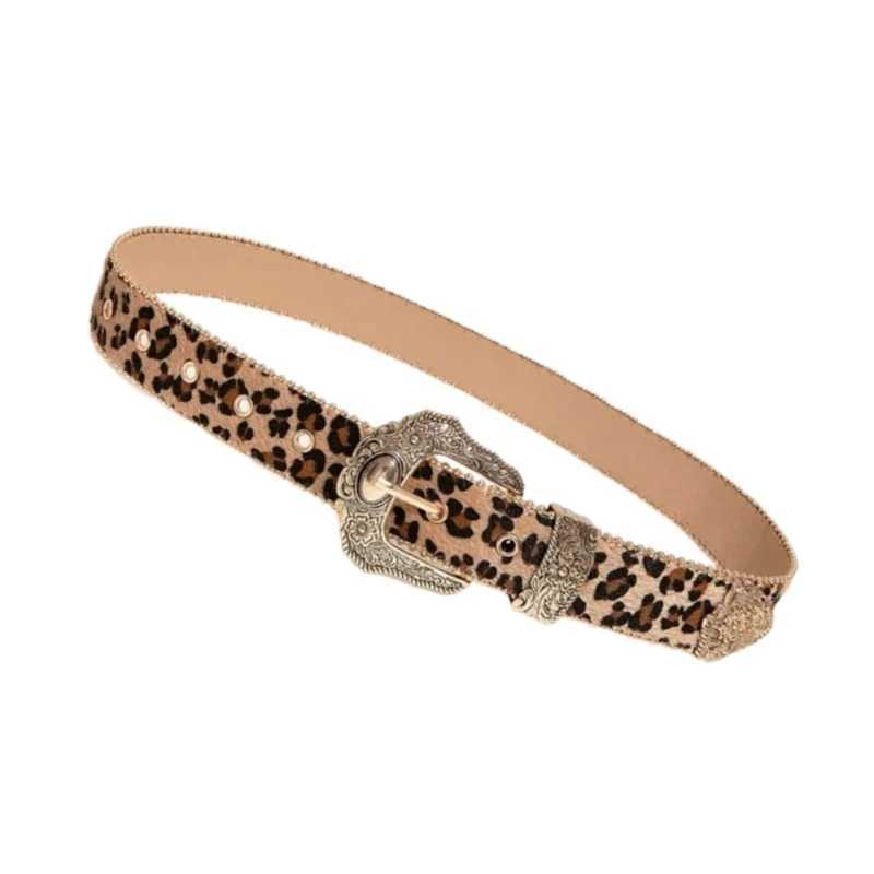652F Leopard Pattern Belt for Women Fashion Waist Belt 2000s Girl All Matching Belt for Teens Western Belt Vintage Waistband X250614