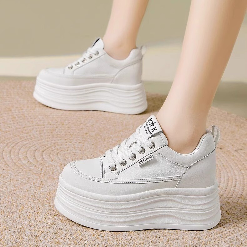Ddmysports White For Women Versatile Spring New Lightweight Platform Thick Sole S Shoes Thin Height Increasing Sneakers Outdoor Shoes