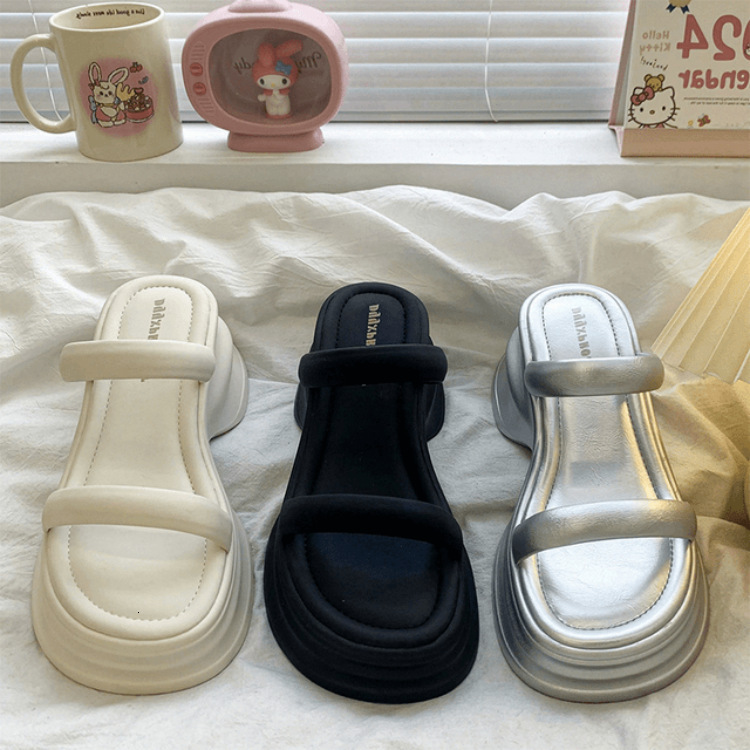 Ddmyoutdoor Platform Height Increasing One Strap Sandals For Women Summer New Fashionable Versatile Casual Comfortable Slippers Trendy Outdoor Shoes
